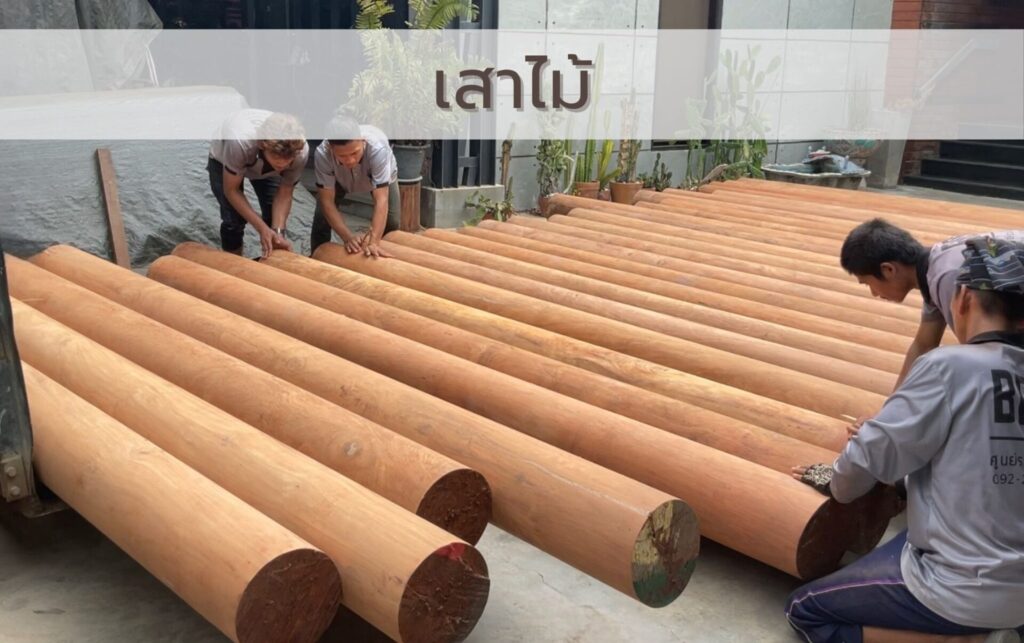เสาไม้เนื้อแข็งสำหรับโครงสร้างและตกแต่ง